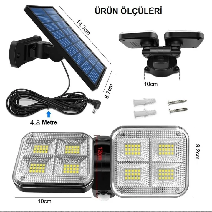 120 LED Solar Lamba 20W Güneş Enerjili Aydınlatma