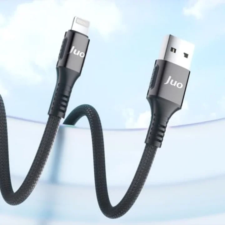12W 2.4A USB-A to Lightning iPhone iPad ile Uyumlu Örgülü Hızlı Şarj ve Data Kablosu 2 Metre