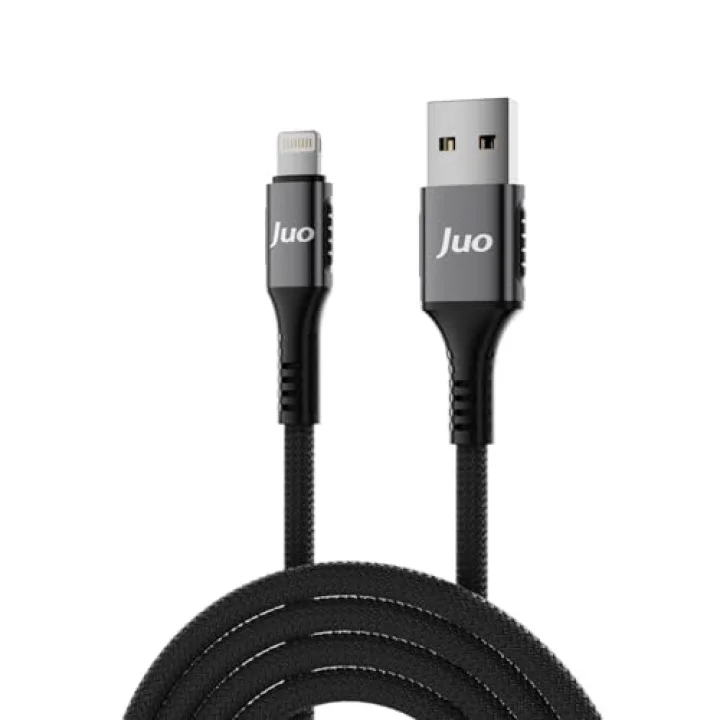 12W 2.4A USB-A to Lightning iPhone iPad ile Uyumlu Örgülü Hızlı Şarj ve Data Kablosu 2 Metre
