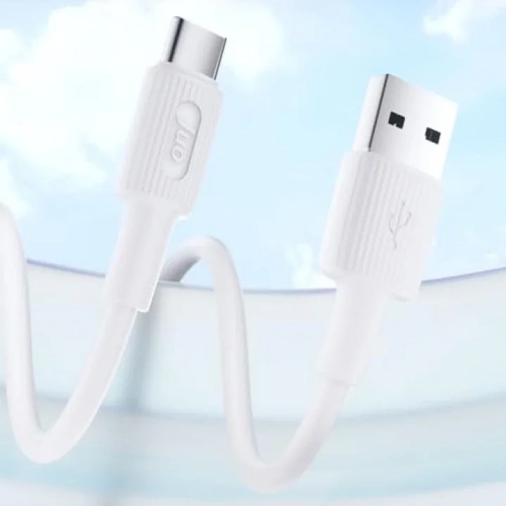 12W USB-A to Type-C Silikon Hızlı Şarj ve Data Kablosu Beyaz 2 Metre