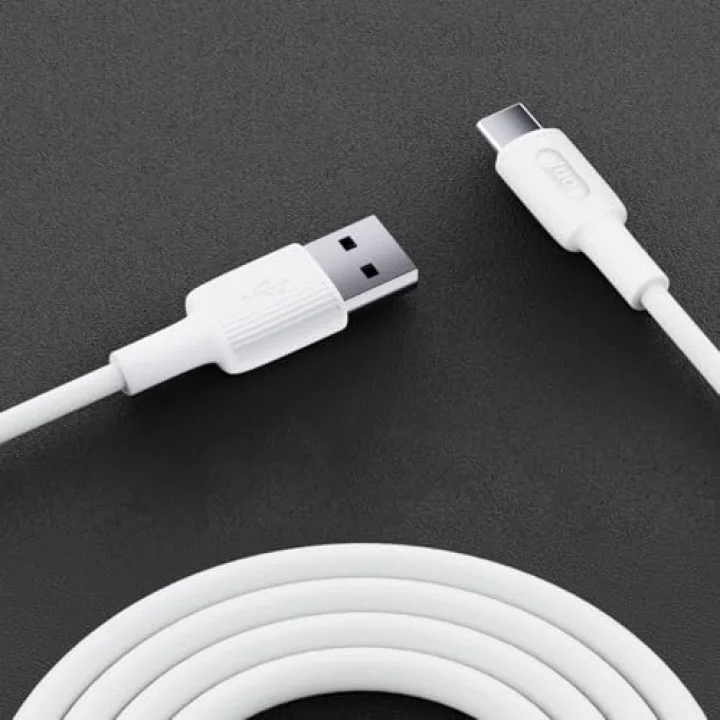 12W USB-A to Type-C Silikon Hızlı Şarj ve Data Kablosu Beyaz 2 Metre