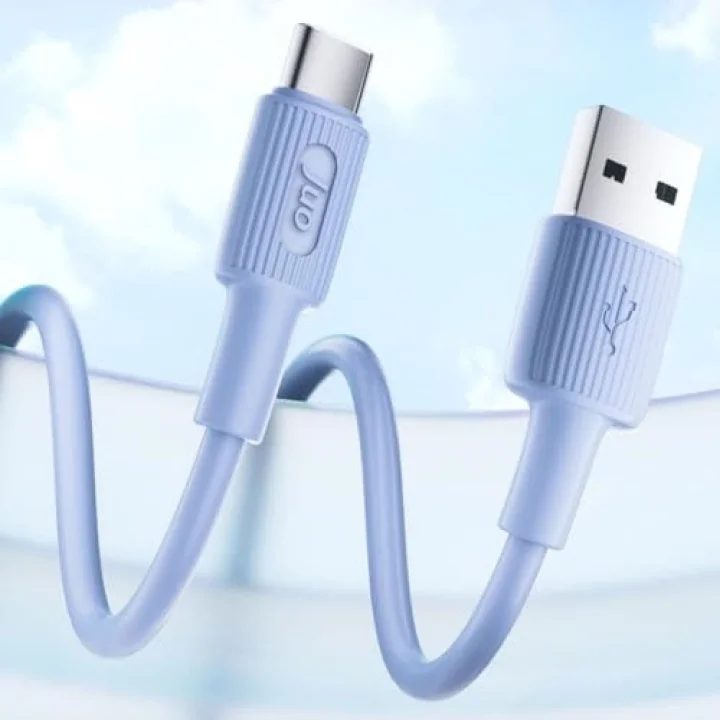 12W USB-A to Type-C Silikon Hızlı Şarj ve Data Kablosu Mavi 1 Metre