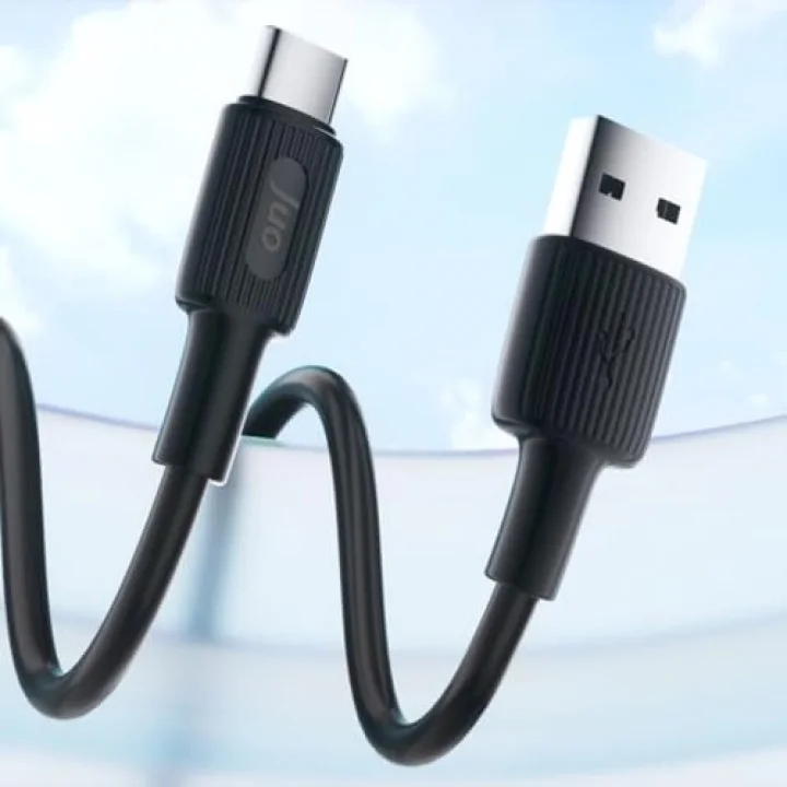 12W USB-A to Type-C Silikon Hızlı Şarj ve Data Kablosu Siyah 1 Metre