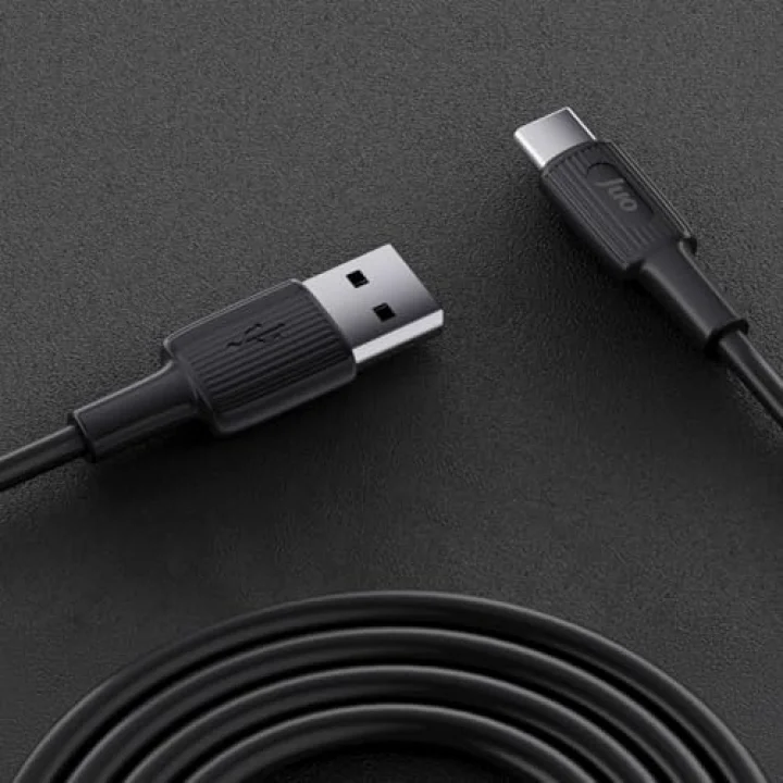 12W USB-A to Type-C Silikon Hızlı Şarj ve Data Kablosu Siyah 1 Metre