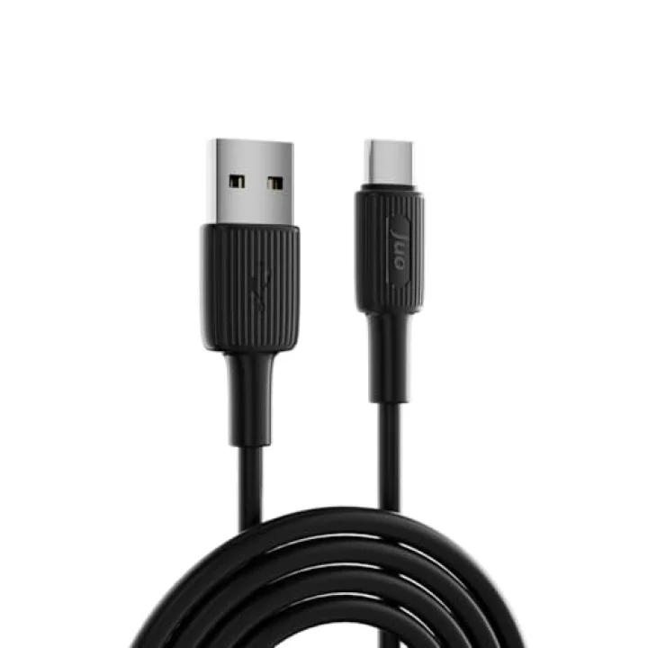 12W USB-A to Type-C Silikon Hızlı Şarj ve Data Kablosu Siyah 1 Metre