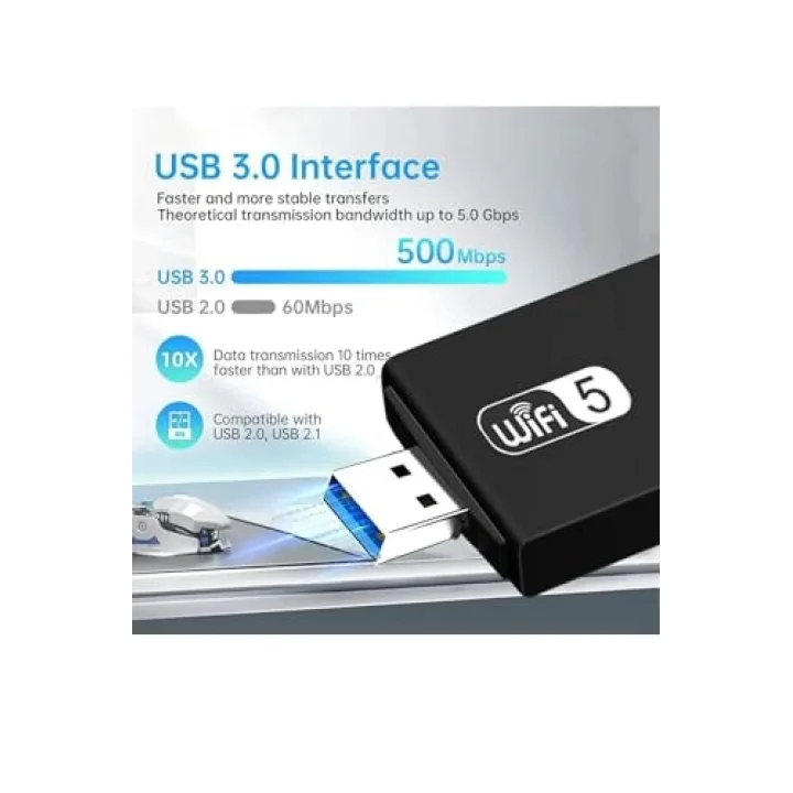 1300 Mbps Dual Band Usb 3.0 Adaptör Kablosuz Wifi Alıcı 2.4Ghz 5Ghz