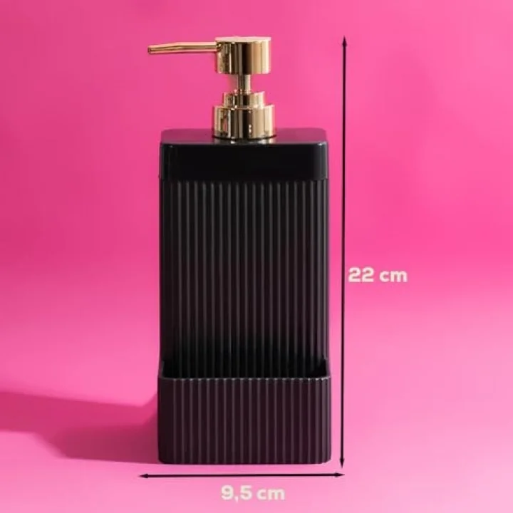13139 Lisbone Süngerlik Hazneli Banyo ve Mutfak Sıvı Sabunluk 550ML Siyah