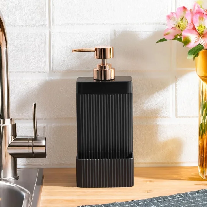13139 Lisbone Süngerlik Hazneli Banyo ve Mutfak Sıvı Sabunluk 550ML Siyah