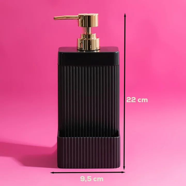 13139 Lisbone Süngerlik Hazneli Banyo ve Mutfak Sıvı Sabunluk 550ML Siyah