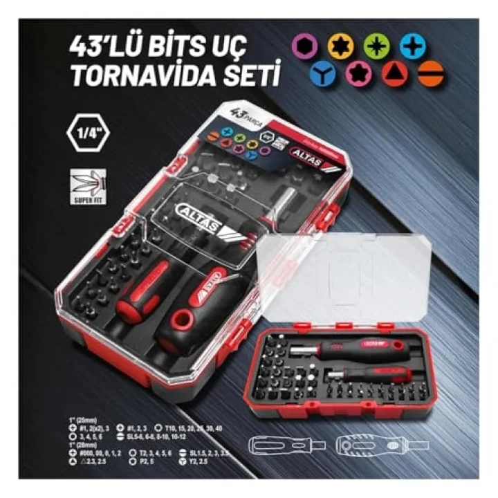14000005444 Bits Uç Tornavida Seti 43 Parça