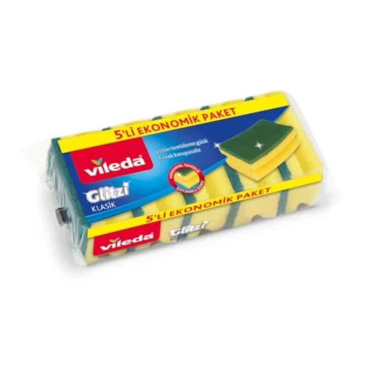 141127 Oluklu Bulaşık Süngeri, Yeşil, 8 Parça
