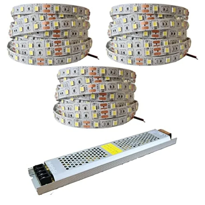 15 Metre Şerit LED Günışığı Renk + 12v 16.5 Amper 200 Watt LED Trafo - 3 Dirençli Double Pcb - Oturma Odası, Yatak Odası ve Mutfak için Gizli Aydınlatma