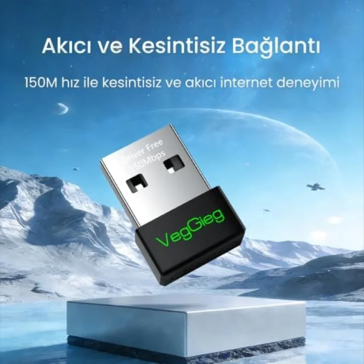 150Mbps 2.4Ghz Kablosuz Wi-Fi Alıcı Verici Nano USB Adaptör