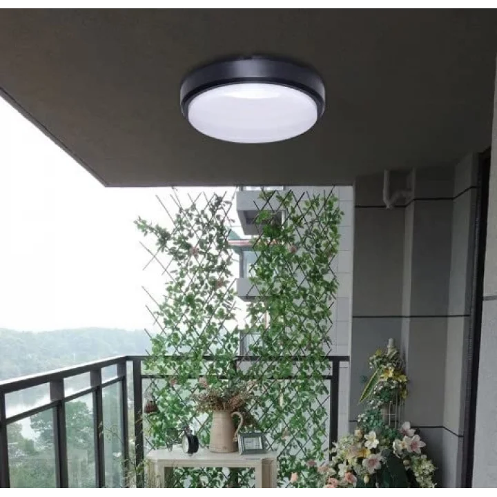 15W Artos Siyah Led Nem Su Geçirmez Banyo Bahçe Balkon Modern Tavan Duvar Lambası Beyaz Işık 6500K IP65 Dış Mekan Kullanıma Uygun