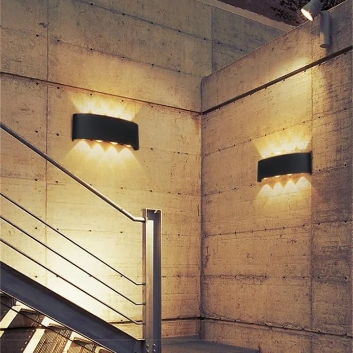15W Dekoratif Çift Yönlü LED Duvar Apliği - 8 LED’li Modern Tasarım, Cata Kapri Dış ve İç Mekan Aydınlatma Lambası, (Siyah Kasa) (Amber Renk Işık)