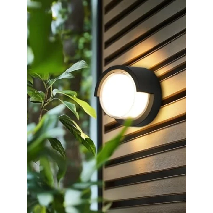 15w Modern Tasarım Led Aplik İç ve Dış Mekan Duvar Lambası Cata Dominik 3200k Gün Işığı Bahçe Duvar Apliği (Yuvarlak)