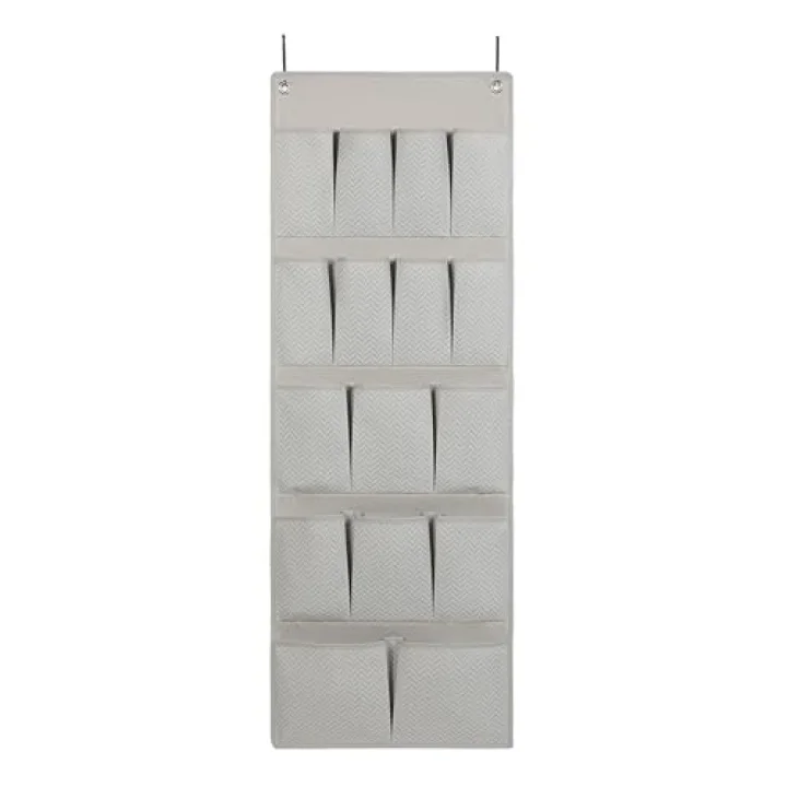 16 Gözlü Gri Balıksırtı Kapı Arkası Düzenleyici 45 x 125 cm