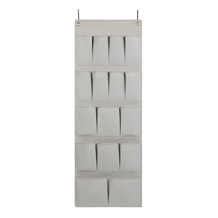 16 Gözlü Gri Balıksırtı Kapı Arkası Düzenleyici 45 x 125 cm