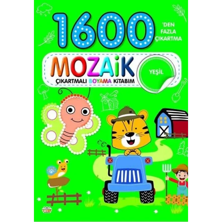 1600 Mozaik Çıkartmalı Boyama Kitabım Yeşil Kitap
