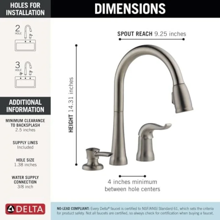 16970-Sssd-DST Single Handle Pull-Down Kitchen musluk with sıvı sabun dispenseri, paslanmaz by musluk