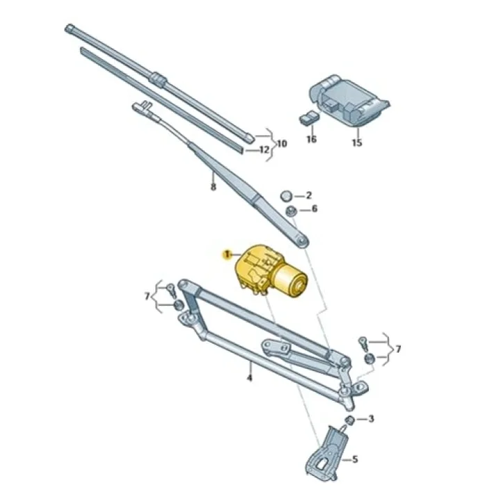 1K1955119C Ön Cam Silecek Motoru VW Volkswagen Jetta ile uyumlu 2006-2011