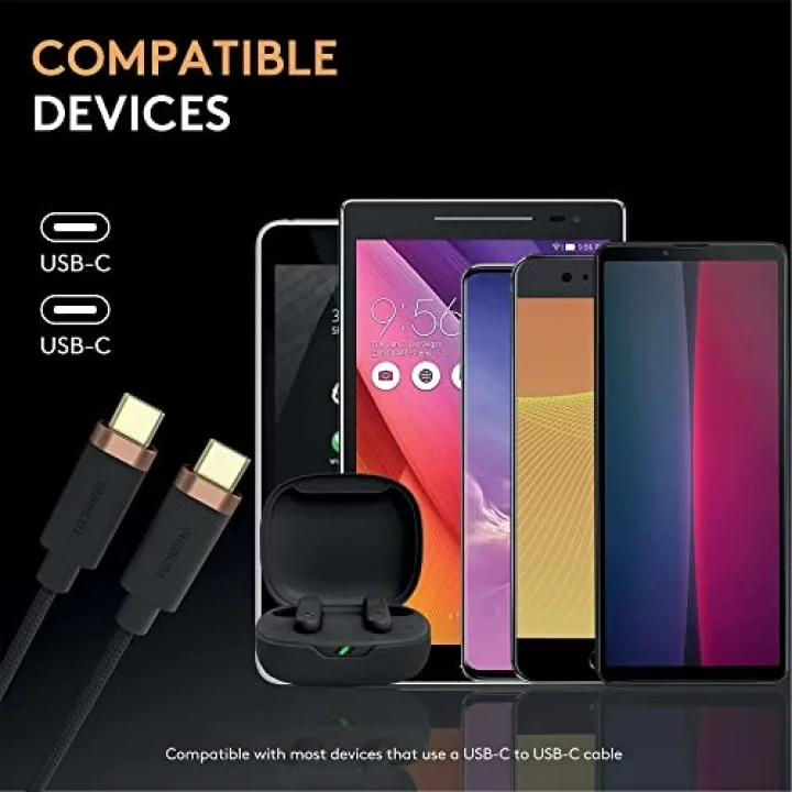1m Usb-C To Usb-C Örgülü Şarj Kablosu - Siyah