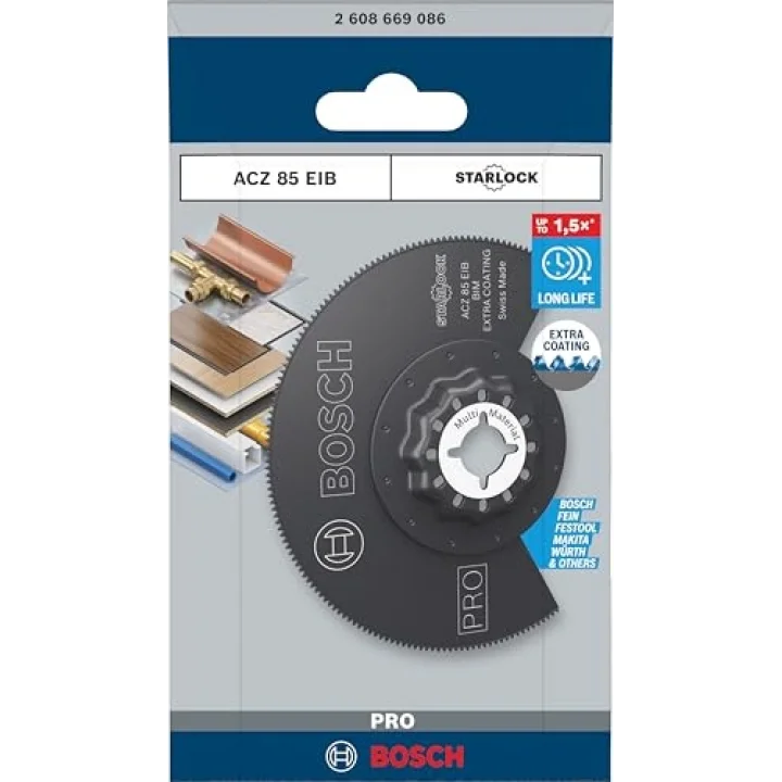 1x PRO ACZ 85 EIB Starlock Testere Ucu (Demir içermeyen metaller, Dolu Laminant Vinil, PVC, Ø 85 mm, Professional Aksesuar Çok Fonksiyonlu Makine)
