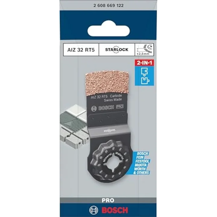 1x PRO AIZ 32 RT5 Daldırmalı Kesim Testere Bıçağı (Harç, Gözenekli Beton, Genişlik 32 mm, Professional Aksesuar Çok Fonksiyonlu Makine)