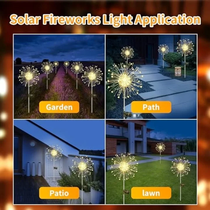 2 adet solar priz, bahçe lambası, 150 LED, dış mekan için, 8 mod, güneş enerjili lambalar, hava koşullarına dayanıklı, havai fişek, karahindiba, solar lamba, dış mekan, bahçe, yol, çim