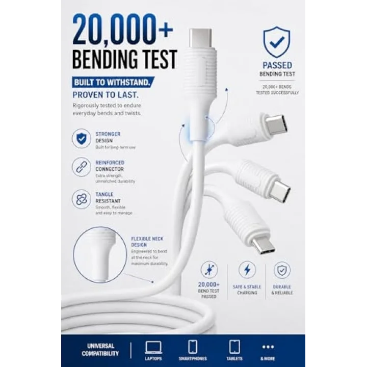 2 Adet x 180cm (6ft) Type C-C Kablo Seti, Kaymaz Tutamaç, 60Watt PD Hızlı Şarj, iPhone 15/16/17 ve Android İçin, Beyaz, Coral (2 Ad x 1.8Mt Beyaz)