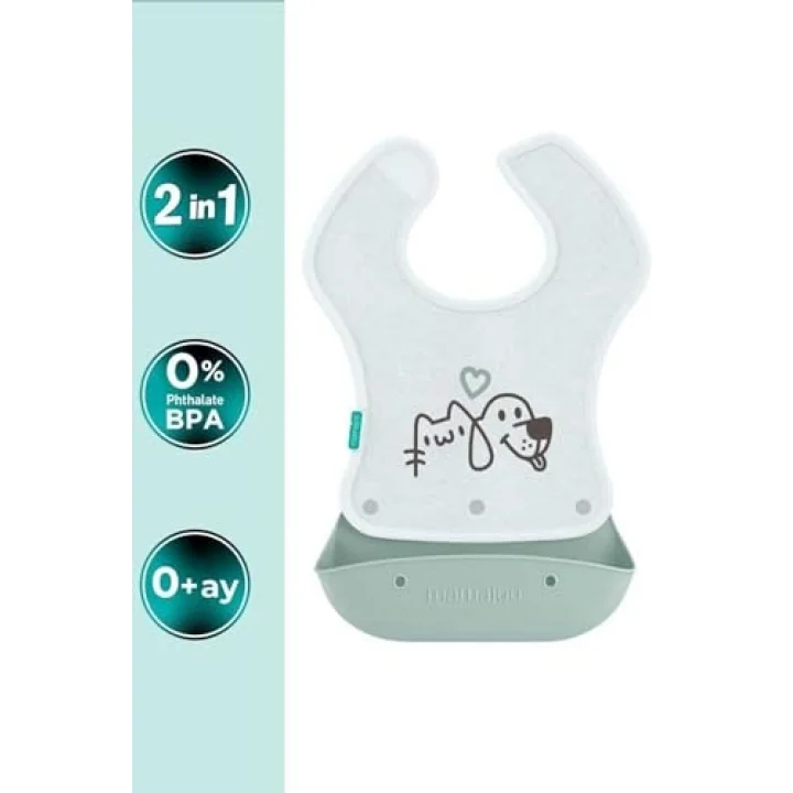 2-in-1 Katlanır Mama Önlüğü / Powder Green