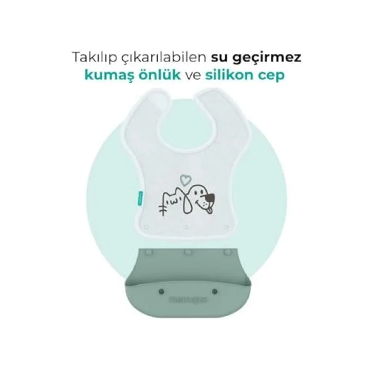 2-in-1 Katlanır Mama Önlüğü / Powder Green