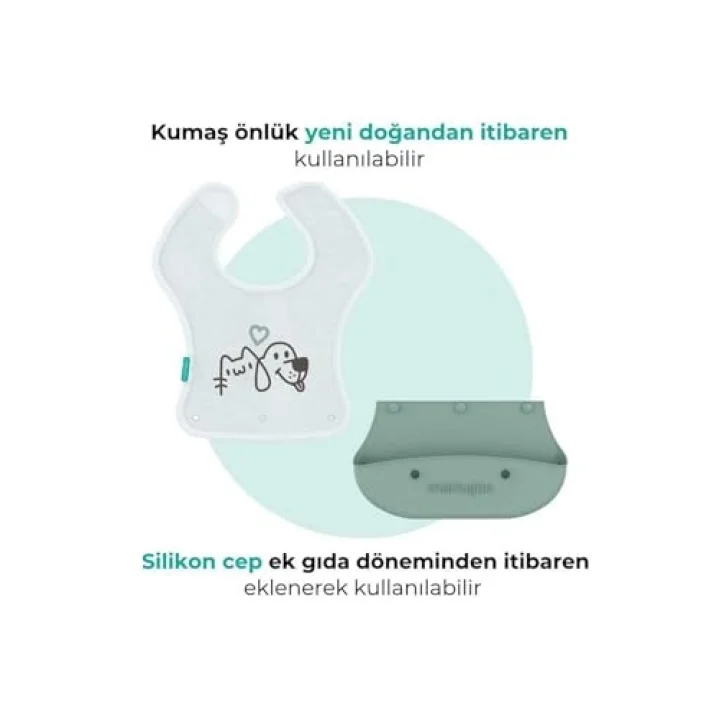 2-in-1 Katlanır Mama Önlüğü / Powder Green