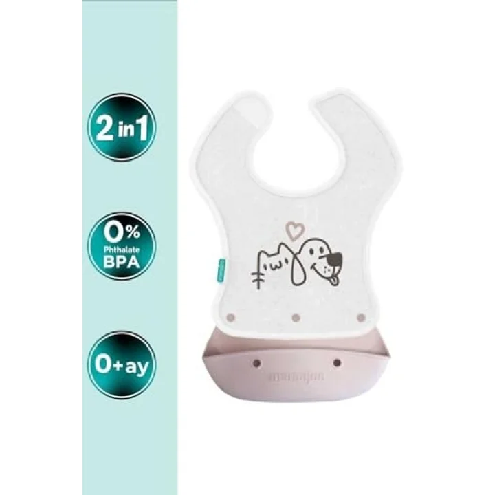 2-in-1 Katlanır Mama Önlüğü / Powder Pink