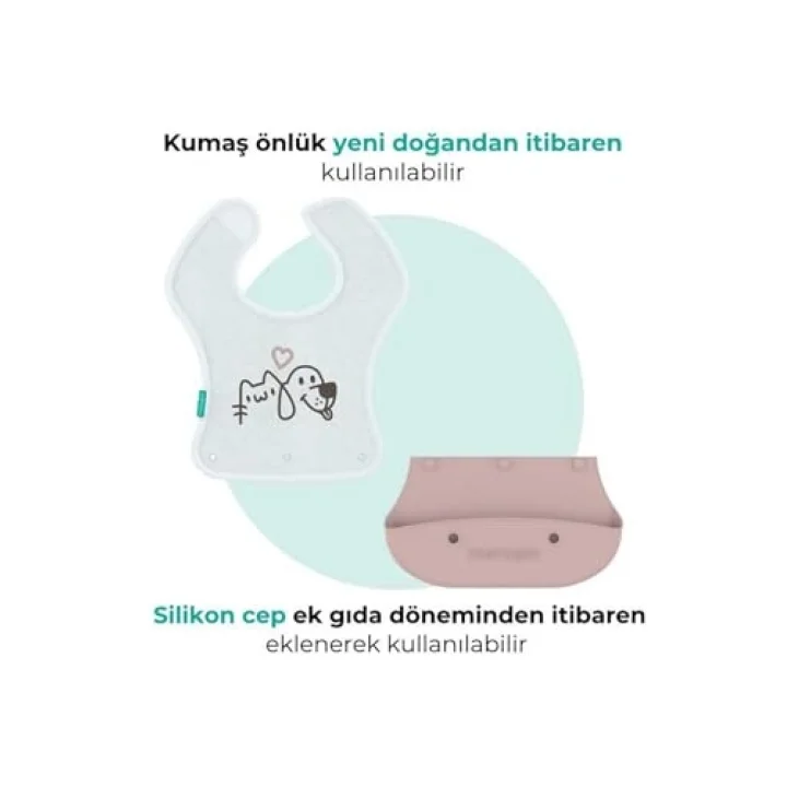 2-in-1 Katlanır Mama Önlüğü / Powder Pink