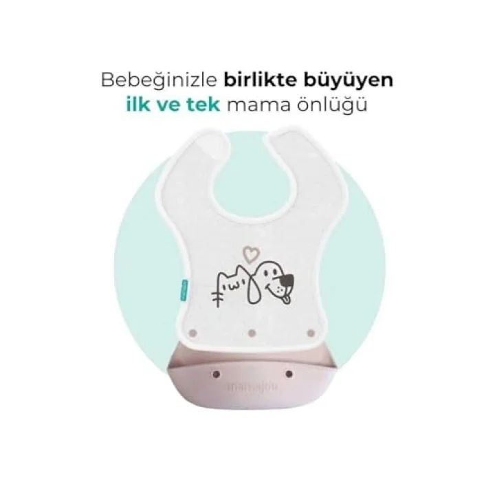 2-in-1 Katlanır Mama Önlüğü / Powder Pink