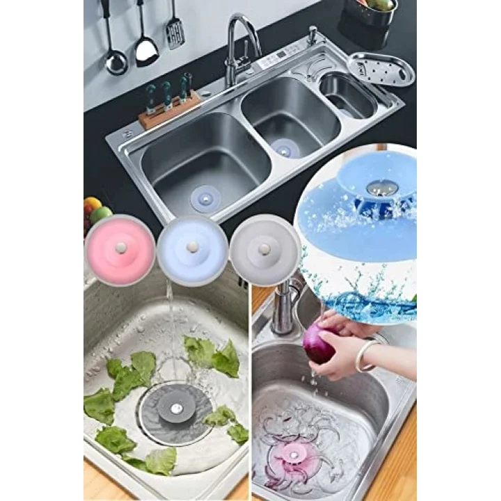 2 Kademeli Dokunmatik Lavabo Tıkacı Silikon Lavabo Gider Tıpası