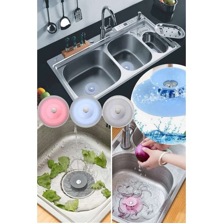 2 Kademeli Dokunmatik Lavabo Tıkacı Silikon Lavabo Gider Tıpası