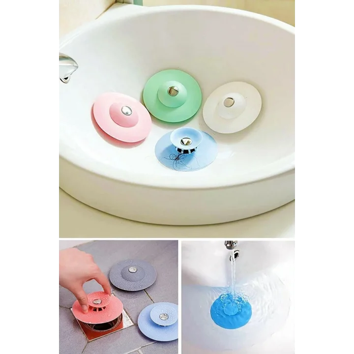 2 Kademeli Dokunmatik Lavabo Tıkacı Silikon Lavabo Gider Tıpası