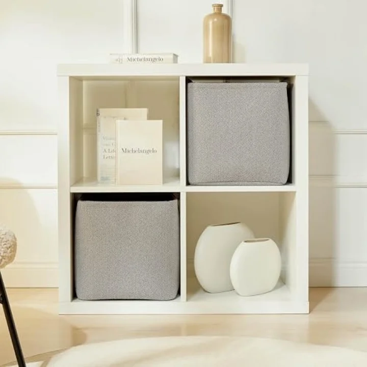 2li Antrasit Renk Dokulu Kumaş Sepet Set 30 x 30 x 30 cm
