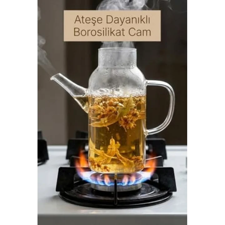 2Li Bambu Kapaklı Borosilikat Cam 600 ML Yağlık Seti