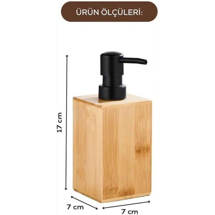 2li Bambu Sıvı Sabunluk Seti - Modern Pompalı Doğal Ahşap Sabun ve Losyon Dispenseri