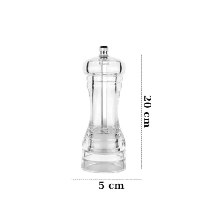 2 li Büyük Boy 20 cm Akrilik Şeffaf Tuz Karabiber Değirmeni Beyaz MIT1257