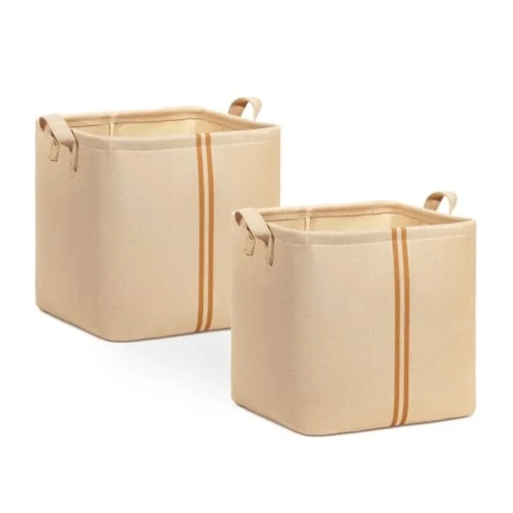 2li Çocuk Odası Jüt Keten Kumaş Sepet Set 30 x 30 x 30 cm