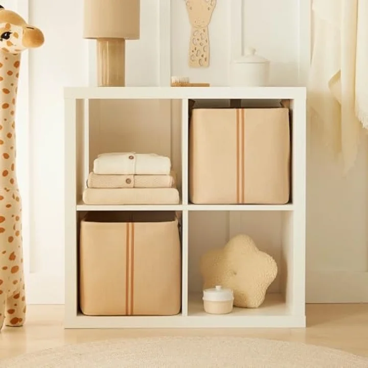 2li Çocuk Odası Jüt Keten Kumaş Sepet Set 30 x 30 x 30 cm