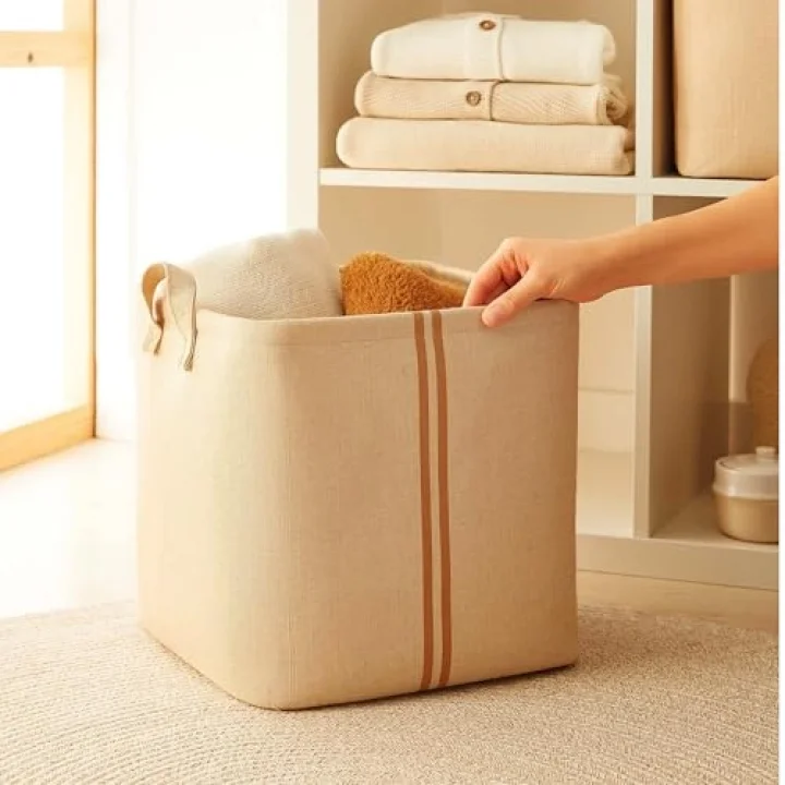 2li Çocuk Odası Jüt Keten Kumaş Sepet Set 30 x 30 x 30 cm