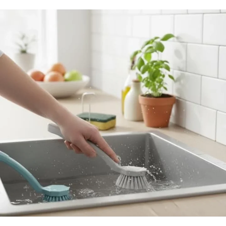 2li Set Pratik Lavabo ve Bulaşık Fırçası – 23 cm Ergonomik Uzun Saplı, Dayanıklı Kıllar – Mutfak ve Banyo Temizlik Fırçası Seti