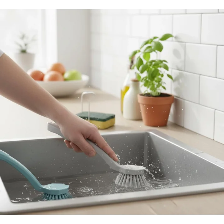 2li Set Pratik Lavabo ve Bulaşık Fırçası – 23 cm Ergonomik Uzun Saplı, Dayanıklı Kıllar – Mutfak ve Banyo Temizlik Fırçası Seti