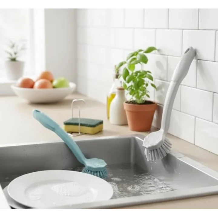 2li Set Pratik Lavabo ve Bulaşık Fırçası – 23 cm Ergonomik Uzun Saplı, Dayanıklı Kıllar – Mutfak ve Banyo Temizlik Fırçası Seti