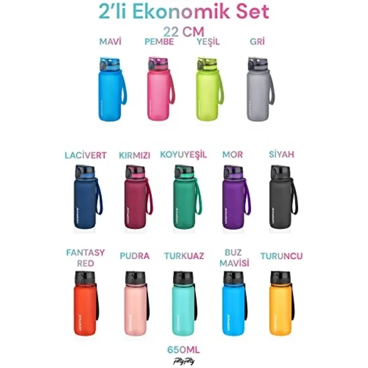 2li Tritan Matara Seti 650 ml 14 Farklı Renk Seçeneği FiftyFifty